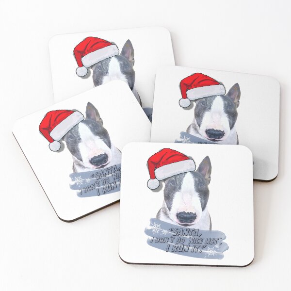 Item preview, Funny Bull Terrier Christmas Art - Cute Realistic Dog Painting with Quote designed and sold by artlasak.