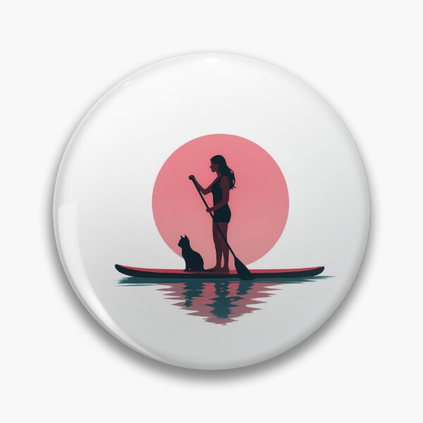 Item preview, Woman Paddle Boarding with Cat at Sunset designed and sold by SassyArtistry.