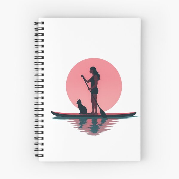 Item preview, Woman Paddle Boarding with Cat at Sunset designed and sold by SassyArtistry.