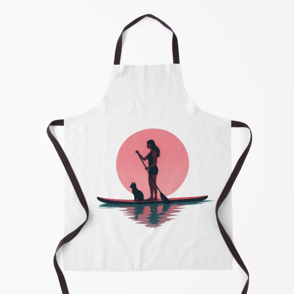 Item preview, Woman Paddle Boarding with Cat at Sunset designed and sold by SassyArtistry.