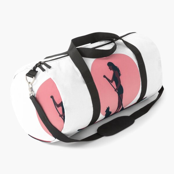 Item preview, Woman Paddle Boarding with Cat at Sunset designed and sold by SassyArtistry.