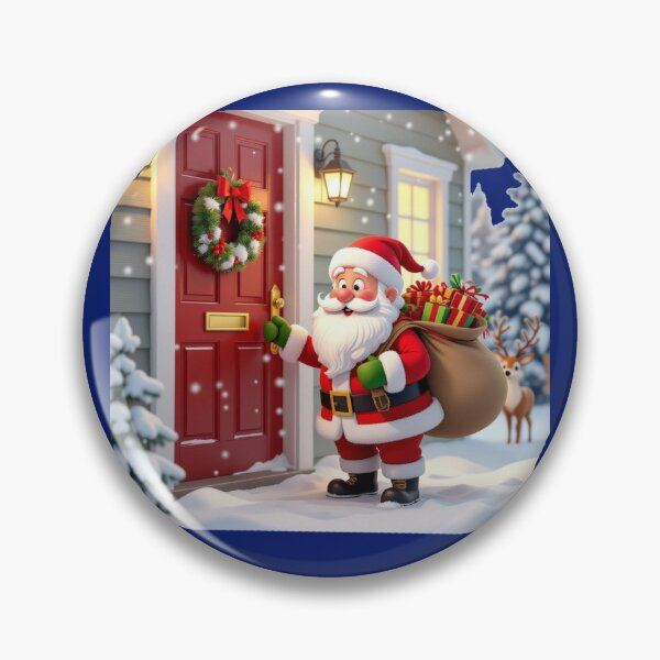 Item preview, Cute Santa Knocking on Door – 3D Funny Scene , designed and sold by PaintMeWorld.