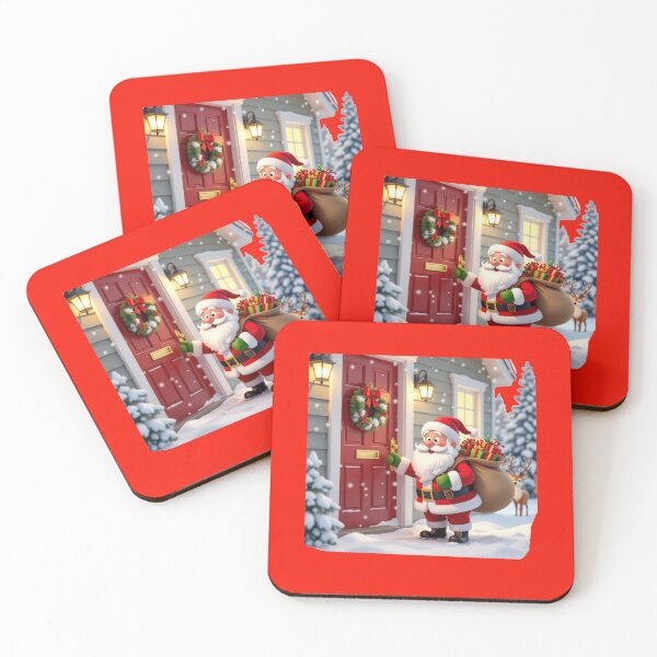 Item preview, Cute Santa Knocking on Door – 3D Funny Scene ,  designed and sold by PaintMeWorld.