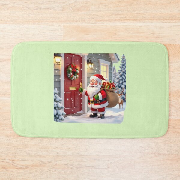 Item preview, Cute Santa Knocking on Door – 3D Funny Scene ,  designed and sold by PaintMeWorld.