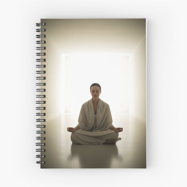Item preview, Woman meditating in a dimly lit tunnel with bright light at the end designed and sold by homydesign.
