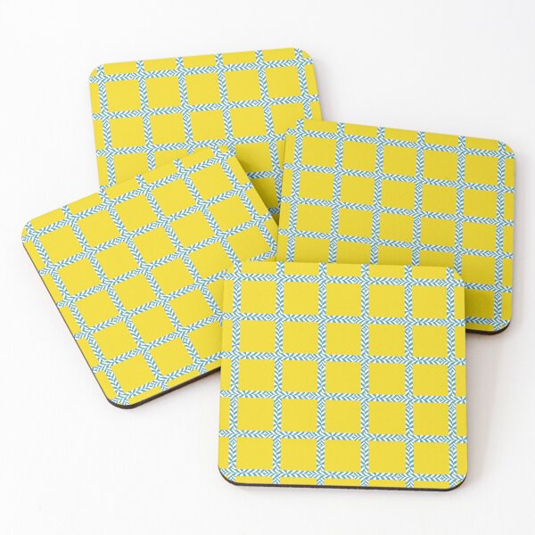 Item preview, Children's novelty geometric windowpane shape pattern on yellow background. designed and sold by RosebudTextilesArt.