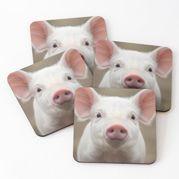 Item preview, Adorable close-up portrait of a young pink piglet with large ears designed and sold by homydesign.