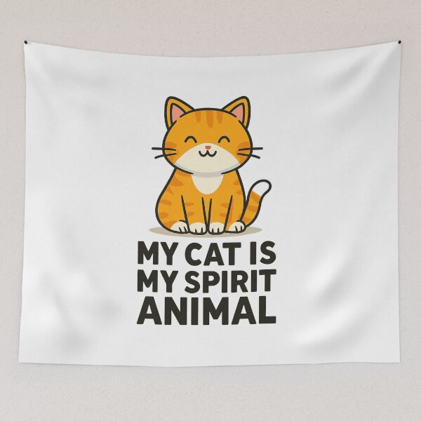 Item preview, Funny Cat T-Shirt Design – "My Cat is My Spirit Animal" Cartoon Style designed and sold by CuteOasis.