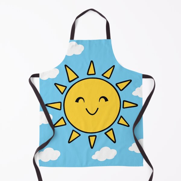 Item preview, Sun Drawing shining Smiling Cartoon vector Illustration Happy Yellow Sun with white Clouds on Blue Sky designed and sold by AtonuHaque.