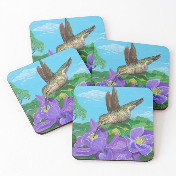 Item preview, Moments of Serenity, a Hummingbird's Dance among Columbines designed and sold by JudysArtCompany.