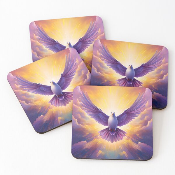 Item preview, White Dove with Purple Wings in a Bright Glowing Sky designed and sold by homydesign.