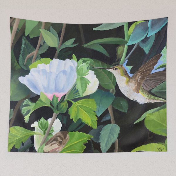 Item preview, Hummingbird with a Rose of Sharon designed and sold by JudysArtCompany.