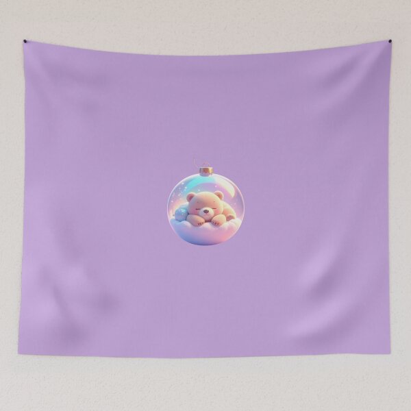 Item preview, Kawaii Sleeping Teddy Bear Ornament - Pastel Dreamy Christmas Snow Globe designed and sold by AOG-DESIGNS.