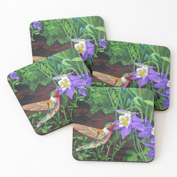 Item preview, Hummingbird with Purple Columbines designed and sold by JudysArtCompany.