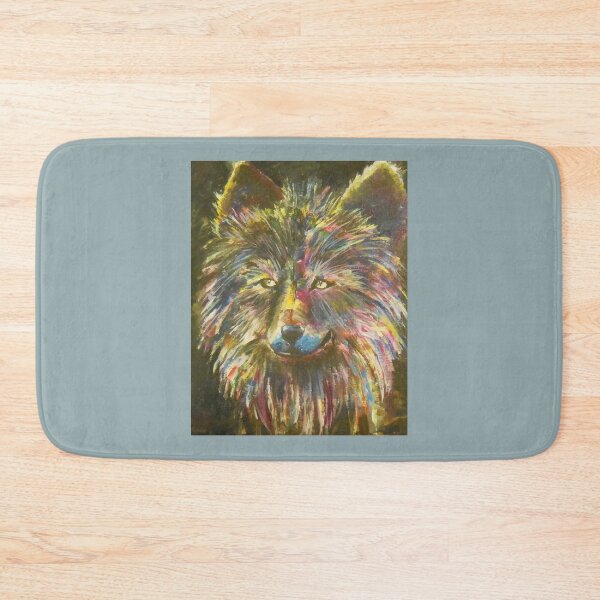 Item preview, Abstract Wolf - Bold colours, smiling wolf designed and sold by JoyfulNiftyArt.