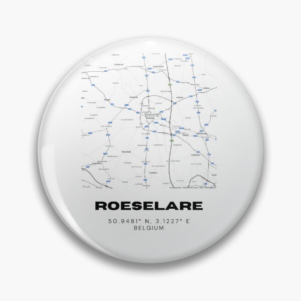 Artikelvorschau, Karte von Roeselare, Belgien | Moderner minimalistischer Schwarz-Weiß-Druck entworfen und verkauft von RM-Journey.
