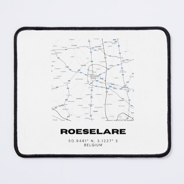 Item preview, Roeselare Belgium Map | Modern Minimalist Black and White Print designed and sold by RM-Journey.