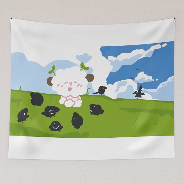Item preview, Super Cute Fluffy Lamb & Black Silhouette Sheep designed and sold by Dahmadlo.