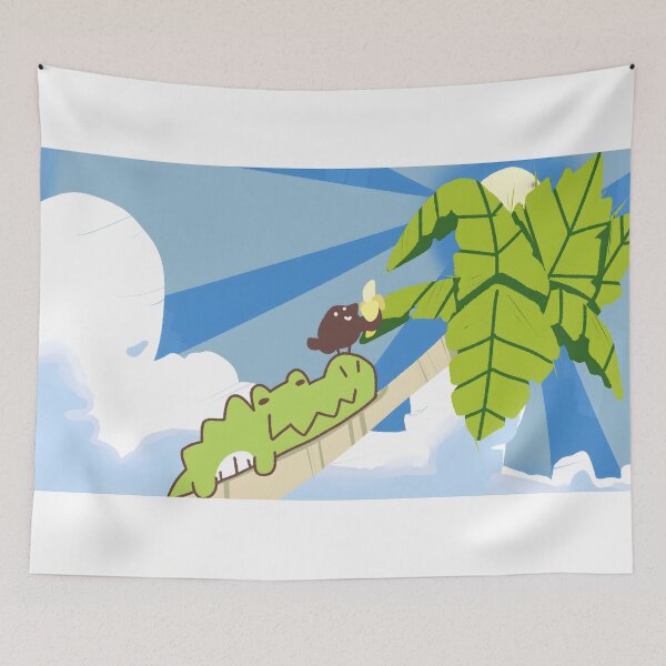 Item preview, Cute Alligator & Bird Friends Sharing a Banana designed and sold by Dahmadlo.