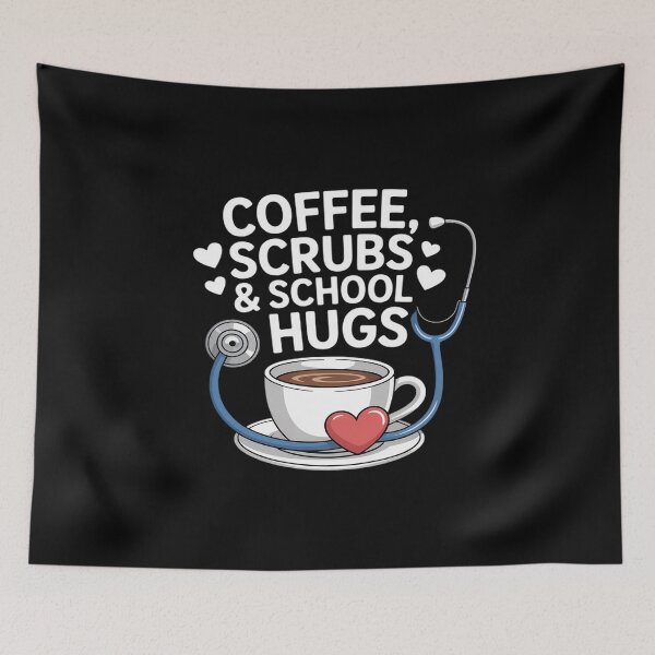 Item preview, Coffee Scrubs & School Hugs Nursing School Nurse Funny designed and sold by LeeEvans222.