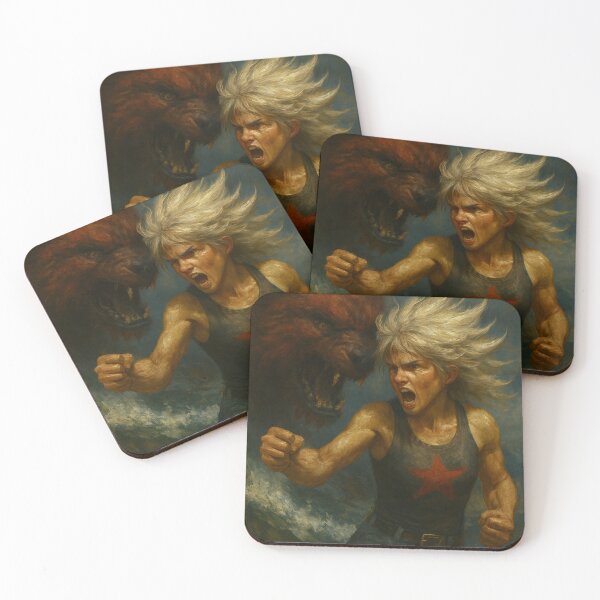 Item preview, Feral Rage – Dynamic Warrior and Beast Fantasy Art designed and sold by YKS - Art&Stuff.