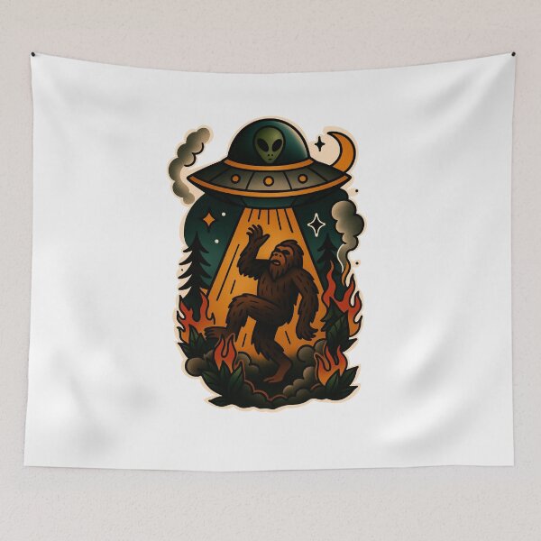 Item preview, Alien abduction of Bigfoot designed and sold by ZillaNovaArt.