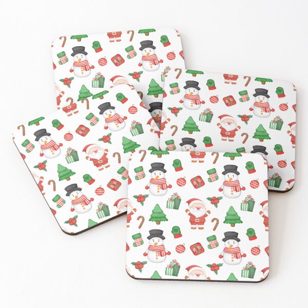 Item preview, Festive Christmas Coasters – Santa, Trees, Gifts, and Candy Canes Design designed and sold by FestivityFinds.