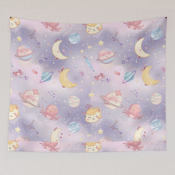 Item preview, Gentle Pastel Dreamy Space Seamless Pattern with Cute Moons and Constellations designed and sold by MoonlitDoodles1.