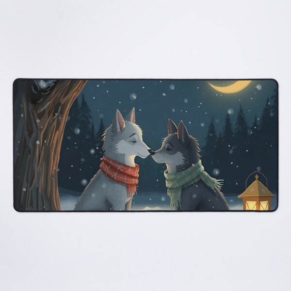 Item preview, Snowy Night Romance – Two Wolves Under the Stars designed and sold by WildlifeWhimsy.