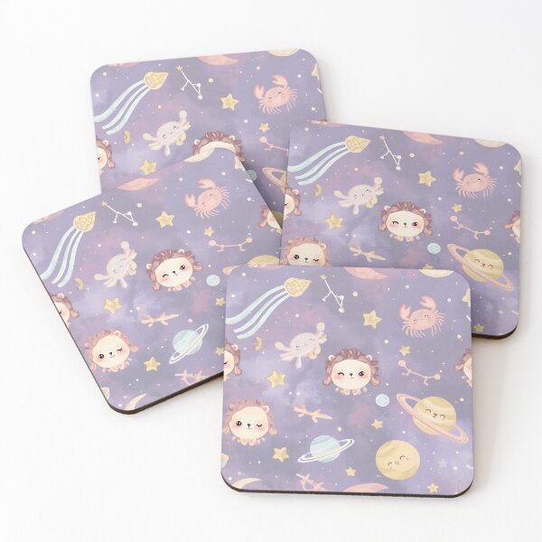 Item preview, Cute Pastel Zodiac Leo and Cancer Seamless Pattern with Sleepy Planets designed and sold by MoonlitDoodles1.