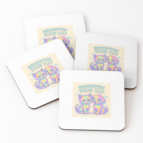 Item preview, Holographic kitten and puppy spreading joy designed and sold by The Silly Goose Studio.