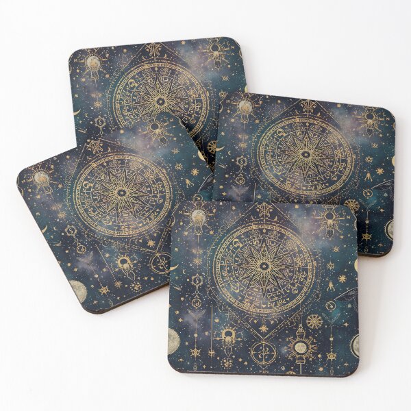 Item preview, Intricate Golden Astrological Chart and Celestial Seamless Pattern designed and sold by MoonlitDoodles1.