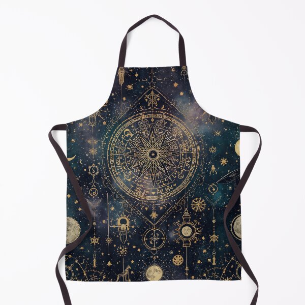 Item preview, Intricate Golden Astrological Chart and Celestial Seamless Pattern designed and sold by MoonlitDoodles1.