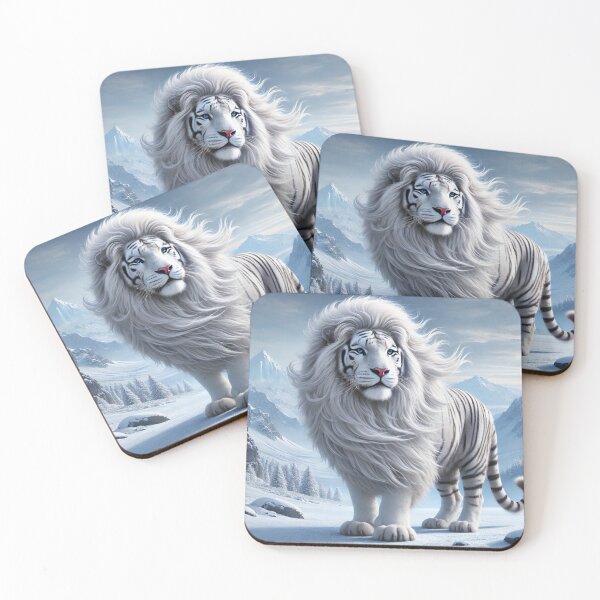 Item preview, King of Winter – White Tiger-Lion in the Ice Mountains designed and sold by Tommandjerry.