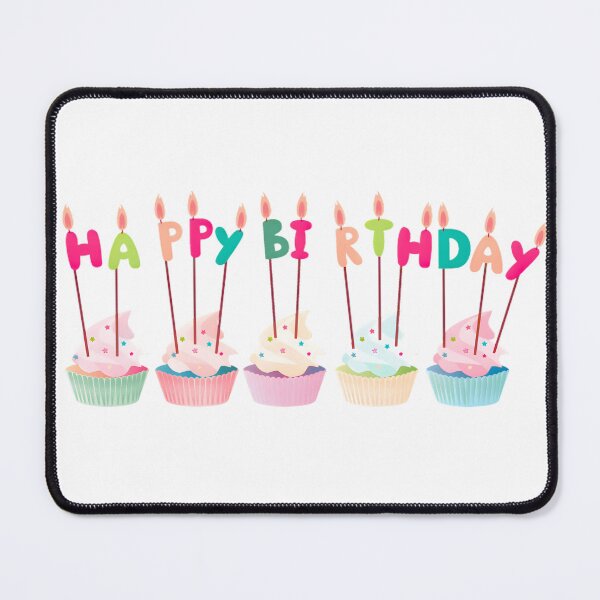 Item preview, Pastel Birthday Delight: Cute Cupcake Row with Rainbow Candle Toppers designed and sold by VibranPalette.