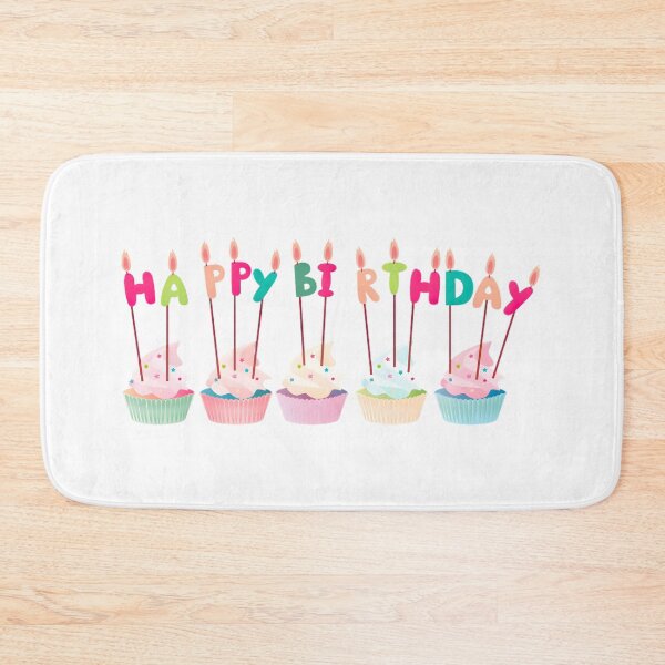 Item preview, Pastel Birthday Delight: Cute Cupcake Row with Rainbow Candle Toppers designed and sold by VibranPalette.