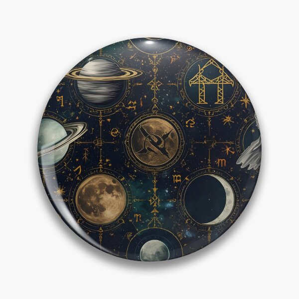 Item preview, Dark Celestial Zodiac Seamless Pattern with Moons, Planets, and Occult Hands designed and sold by MoonlitDoodles1.