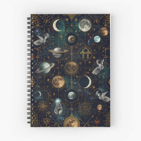Item preview, Dark Celestial Zodiac Seamless Pattern with Moons, Planets, and Occult Hands designed and sold by MoonlitDoodles1.