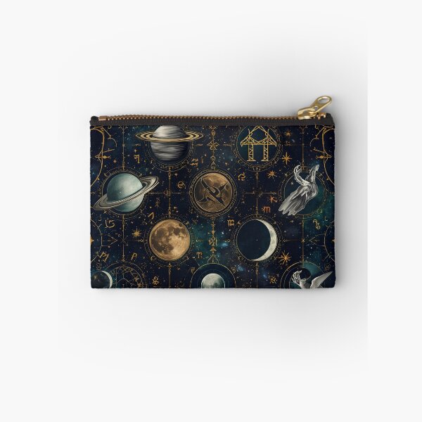 Item preview, Dark Celestial Zodiac Seamless Pattern with Moons, Planets, and Occult Hands designed and sold by MoonlitDoodles1.