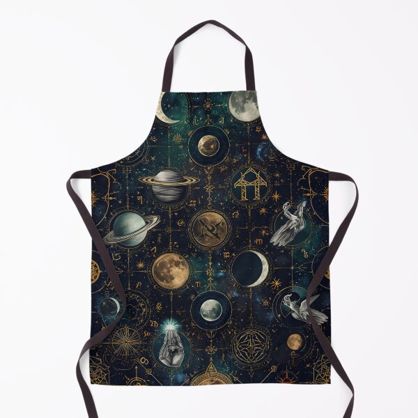 Item preview, Dark Celestial Zodiac Seamless Pattern with Moons, Planets, and Occult Hands designed and sold by MoonlitDoodles1.
