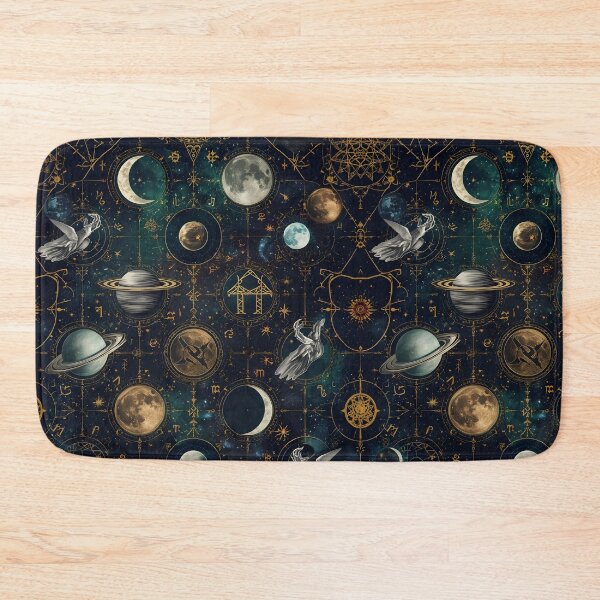 Item preview, Dark Celestial Zodiac Seamless Pattern with Moons, Planets, and Occult Hands designed and sold by MoonlitDoodles1.