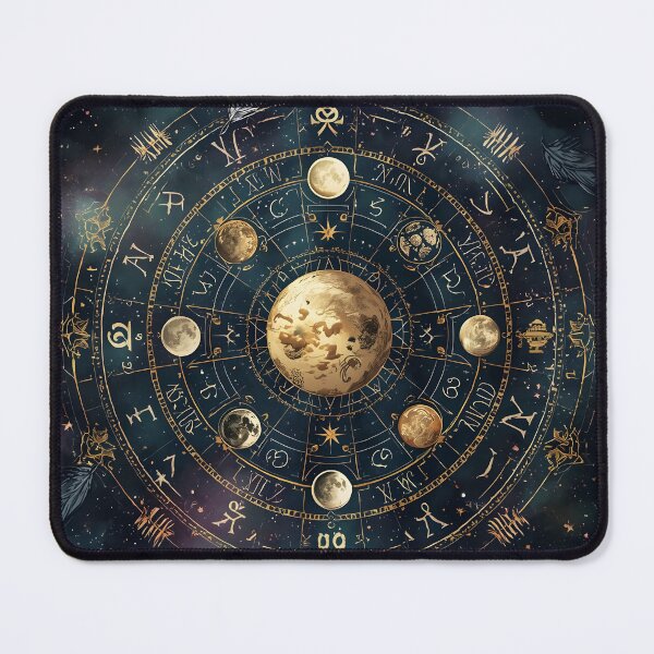 Item preview, Intricate Golden Celestial Zodiac Seamless Pattern with Moon and Planets designed and sold by MoonlitDoodles1.