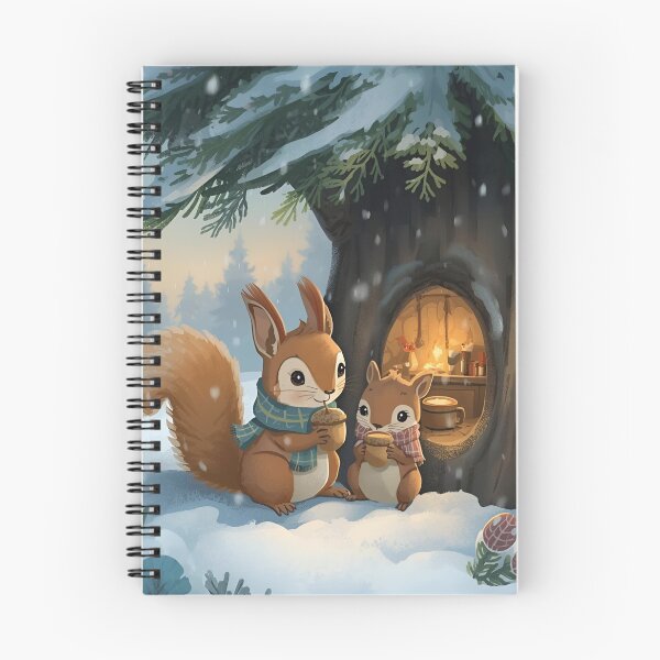 Item preview, Winter Hideaway – Squirrel and Chipmunk Under the Snowy Tree designed and sold by WildlifeWhimsy.