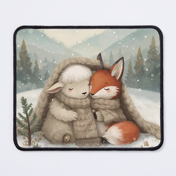 Item preview, Warm Hearts in the Snow – Fox and Sheep designed and sold by WildlifeWhimsy.