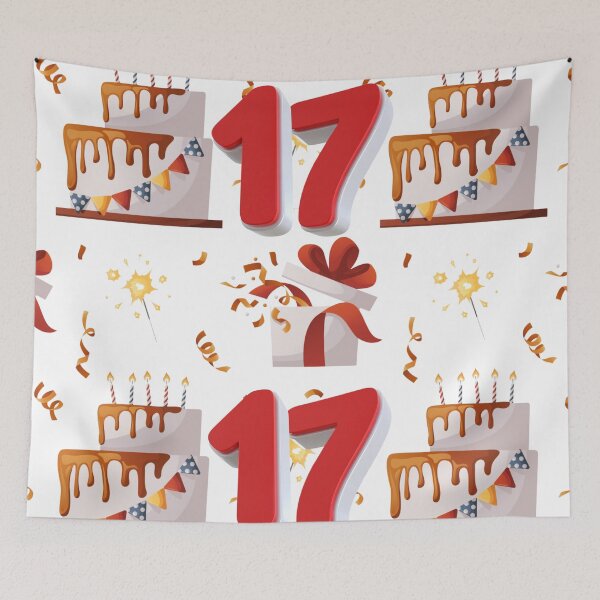 Item preview, Seventeenth Birthday Bash: Trendy Seamless Pattern with Confetti and Dripping Cakes designed and sold by VibranPalette.
