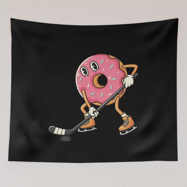 Item preview, Funny Donut Playing Hockey Cartoon Shirt designed and sold by LarryMBrown.