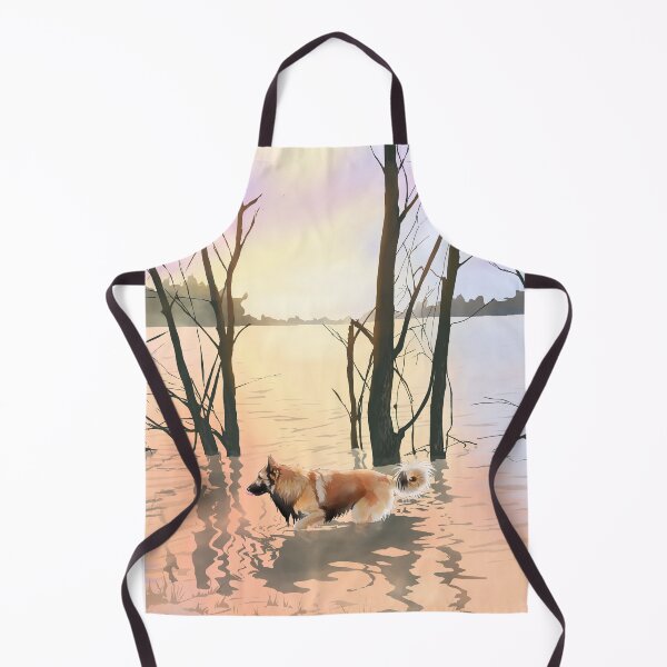 Item preview, Tervuren dog in lake at sunset designed and sold by JackieCorrado.