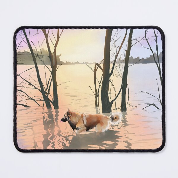 Item preview, Tervuren dog in lake at sunset designed and sold by JackieCorrado.