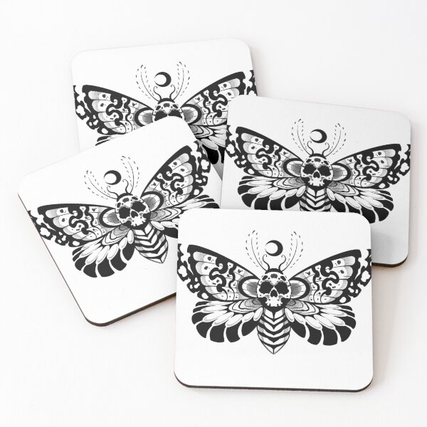 Item preview, Moth blackwork dark tribal designed and sold by 7Delamancha.