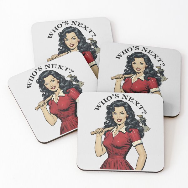 Item preview, Retro Killer Housewife Pin-Up – "Who's Next?" Dark Humor Vintage Murderess Illustration designed and sold by VelvetChaosCove.